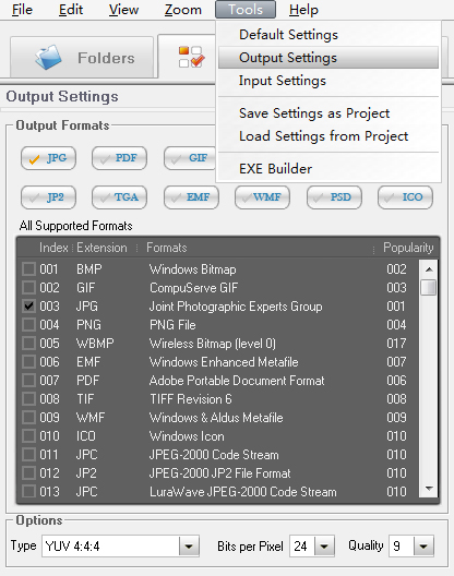 outputsettings